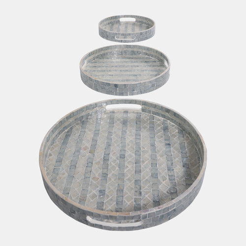 sagebrook home S/3 12/14/16" Capiz Trays Blue Wishlist Create New