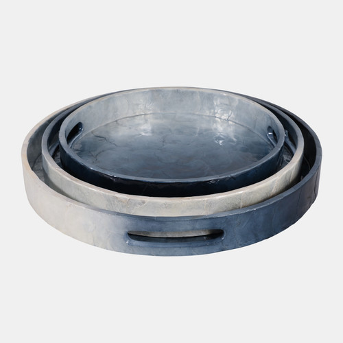 Sagebrook Home S/3 12/14/16" Ombre Capiz Trays Ivory/blue Wishlist Create New