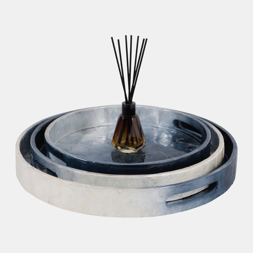 Sagebrook Home S/3 12/14/16" Ombre Capiz Trays Ivory/blue Wishlist Create New