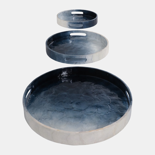 sagebrook home S/3 12/14/16" Ombre Capiz Trays Ivory/blue Wishlist Create New