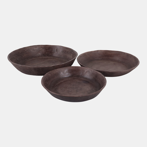 Sagebrook Home S/3 12/15/17" Paper Mache Low Bowls Brown Wishlist Create New