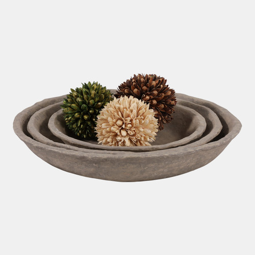 Sagebrook Home S/3 13/15/18" Paper Mache Bowls Taupe Wishlist Create New