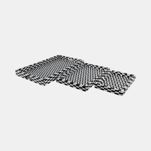 Sagebrook Home S/3 13/18/24" Geo 3d Resin Trays Black/white Wishlist Create New