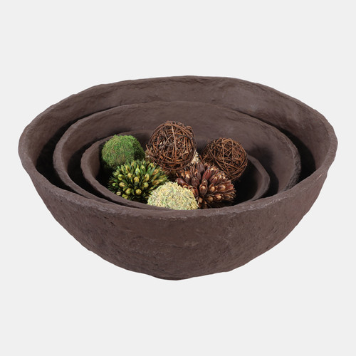 Sagebrook Home S/3 14/18/22" Paper Mache Bowls Dark Brown Wishlist Create New