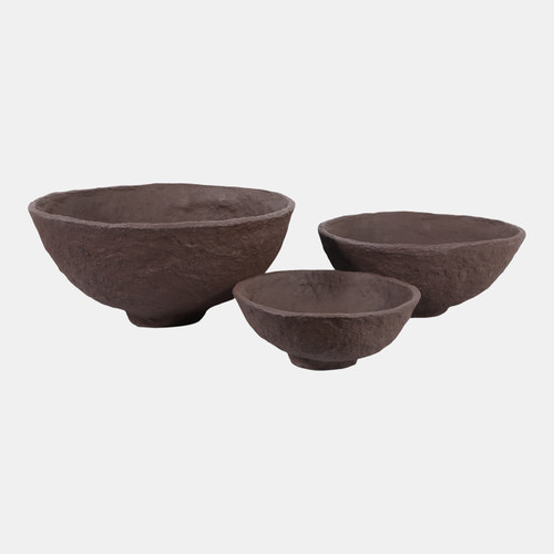sagebrook home S/3 14/18/22" Paper Mache Bowls Dark Brown Wishlist Create New