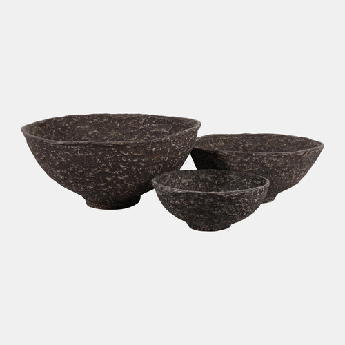 Sagebrook Home S/3 14/18/22" Paper Mache Bowls Rustic Brown Wishlist Create New