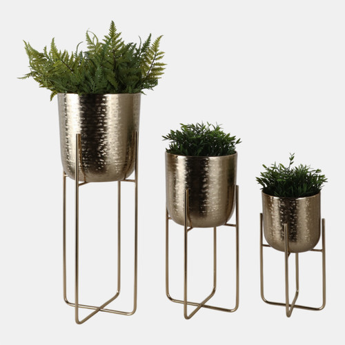 Sagebrook Home S/3 15/20/27" Etched Metal Planter On Stand Gold Wishlist Create New