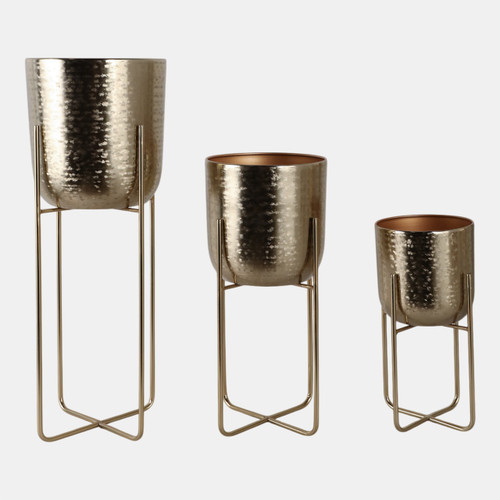 sagebrook home S/3 15/20/27" Etched Metal Planter On Stand Gold Wishlist Create New