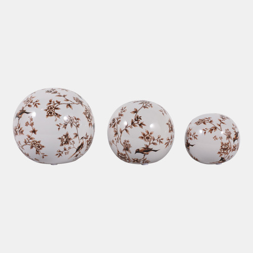 Sagebrook Home S/3 4/5/6" Birds & Blooms Orbs Brown/white Wishlist Create New