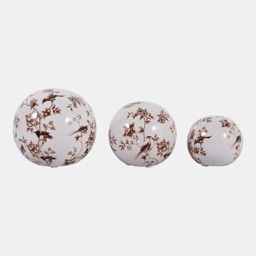 sagebrook home S/3 4/5/6" Birds & Blooms Orbs Brown/white Wishlist Create New