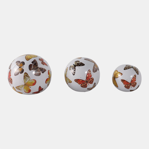 Sagebrook Home S/3 4/5/6" Butterfly Print Orbs Multi Wishlist Create New