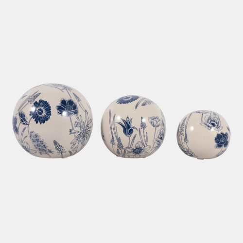 Sagebrook Home S/3 4/5/6" Floral Orbs Blue/ivory Wishlist Create New