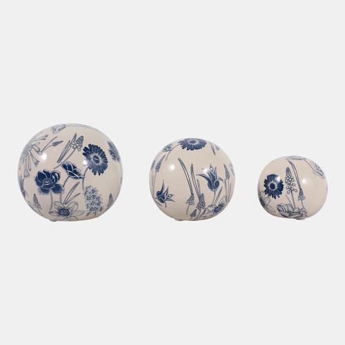 Sagebrook Home S/3 4/5/6" Floral Orbs Blue/ivory Wishlist Create New