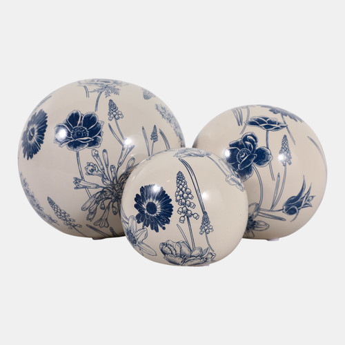 Sagebrook Home S/3 4/5/6" Floral Orbs Blue/ivory Wishlist Create New