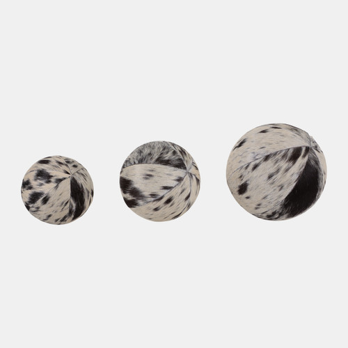 Sagebrook Home S/3 4/5/6" Hair On Hide Orbs Black/ivory Wishlist Create New
