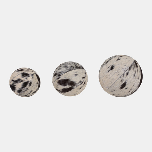 Sagebrook Home S/3 4/5/6" Hair On Hide Orbs Black/ivory Wishlist Create New