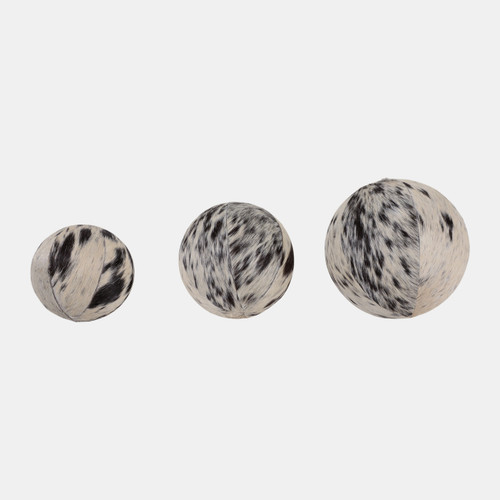 Sagebrook Home S/3 4/5/6" Hair On Hide Orbs Black/ivory Wishlist Create New