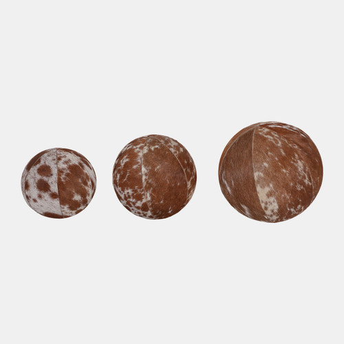 Sagebrook Home S/3 4/5/6" Hair On Hide Orbs Brown/ivory Wishlist Create New