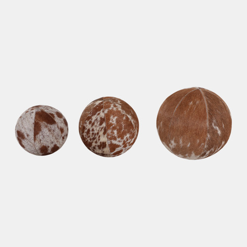 Sagebrook Home S/3 4/5/6" Hair On Hide Orbs Brown/ivory Wishlist Create New
