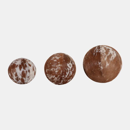 sagebrook home S/3 4/5/6" Hair On Hide Orbs Brown/ivory Wishlist Create New