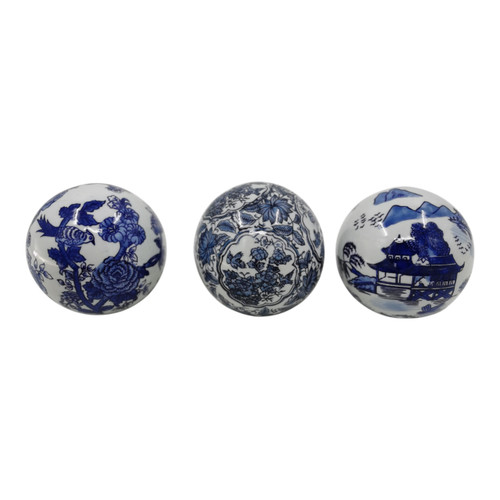sagebrook home S/3 5" Assorted Chinoiserie Orbs Blue/white Wishlist Create New