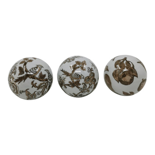 sagebrook home S/3 5" Assorted Chinoiserie Orbs Brown/white Wishlist Create New