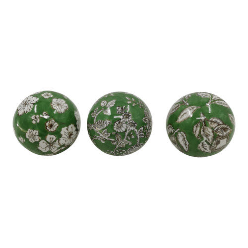 sagebrook home S/3 5" Assorted Chinoiserie Orbs Green/white Wishlist Create New