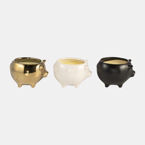 Sagebrook Home S/3 7" 9 Oz Vanilla Sandalwood Pig Candle Multi Wishlist Create New