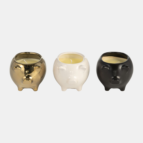 Sagebrook Home S/3 7" 9 Oz Vanilla Sandalwood Pig Candle Multi Wishlist Create New