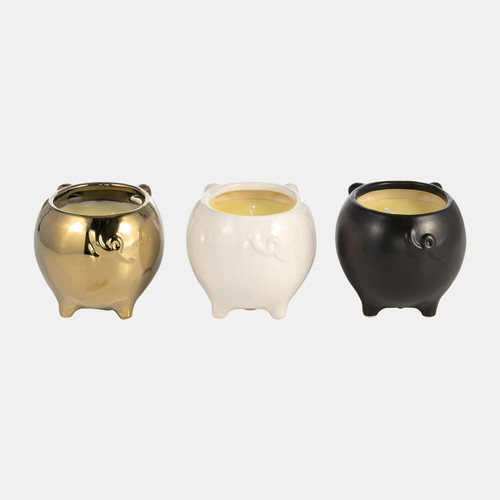 Sagebrook Home S/3 7" 9 Oz Vanilla Sandalwood Pig Candle Multi Wishlist Create New