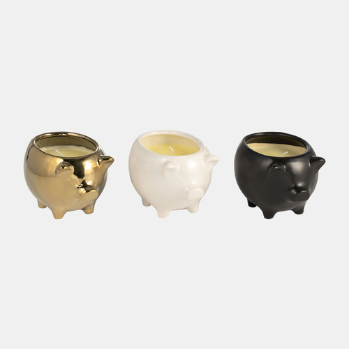 sagebrook home S/3 7" 9 Oz Vanilla Sandalwood Pig Candle Multi Wishlist Create New