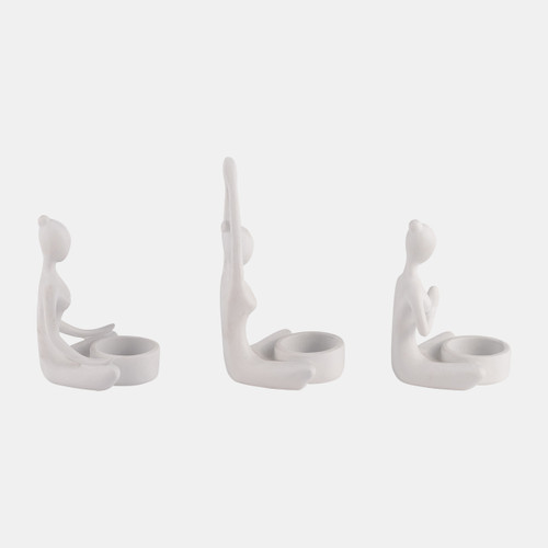 Sagebrook Home S/3 7"h Resin Yoga Women Tealight Holder Wt Wishlist Create New