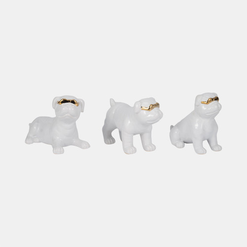 Sagebrook Home S/3 7" Pugs With Sunglasses White Wishlist Create New
