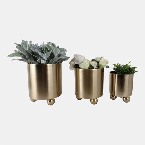 Sagebrook Home S/3 8/10/11" Metal Planter Ball Feet Gold Wishlist Create New