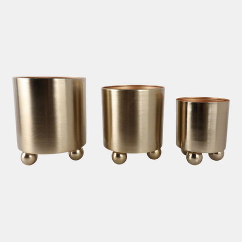 Sagebrook Home S/3 8/10/11" Metal Planter Ball Feet Gold Wishlist Create New