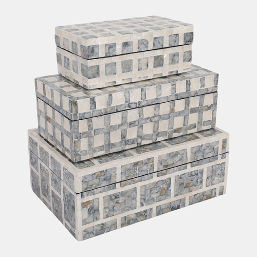 Sagebrook Home S/3 8/11/12" Capiz Assorted Plaid Boxes Ivory Mul Wishlist Create New