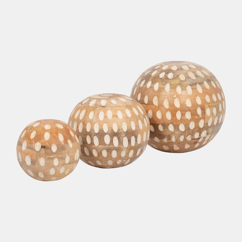 Sagebrook Home S/3 8/6/5" Mango Wood Decorative Ball Natural Wishlist Create New