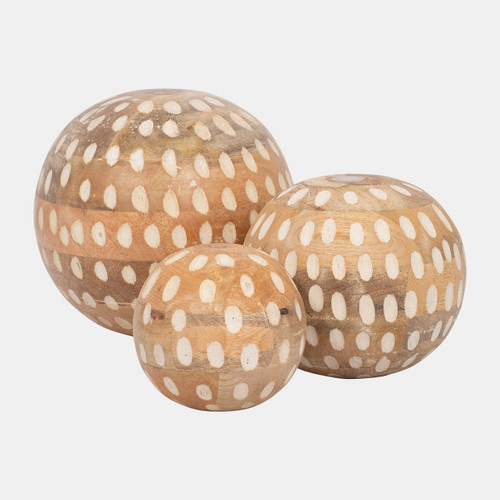 Sagebrook Home S/3 8/6/5" Mango Wood Decorative Ball Natural Wishlist Create New