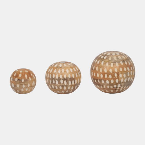 sagebrook home S/3 8/6/5" Mango Wood Decorative Ball Natural Wishlist Create New
