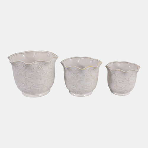 Sagebrook Home S/3 8/9/11" Floral Ruffle Edge Planters Ivory Wishlist Create New