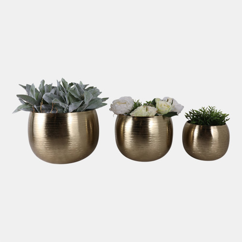 Sagebrook Home S/3 9/12/14" Hammered Metal Planters Gold Wishlist Create New