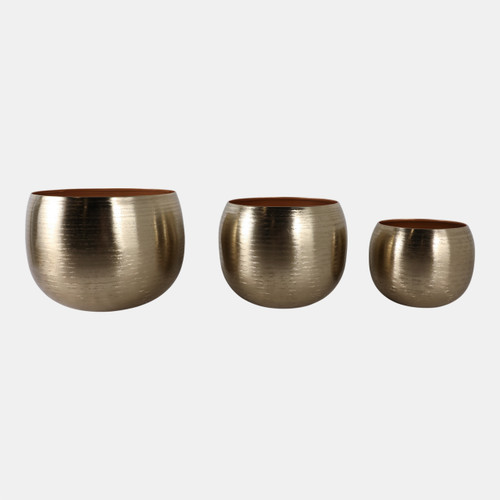 Sagebrook Home S/3 9/12/14" Hammered Metal Planters Gold Wishlist Create New