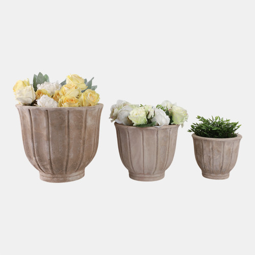 Sagebrook Home S/3 9/12/15" Terracotta Petal Planters Antique Wh Wishlist Create New
