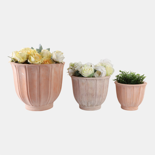 Sagebrook Home S/3 9/12/15" Terracotta Petal Planters Natural Wishlist Create New