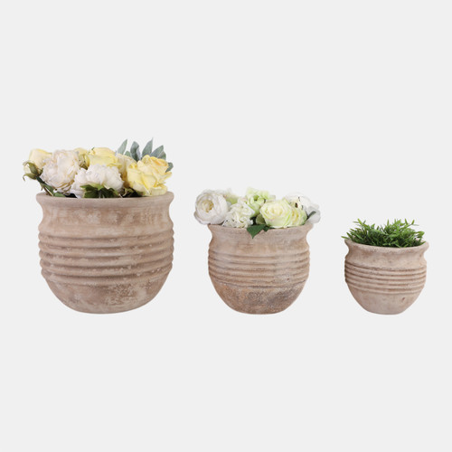 Sagebrook Home S/3 9/12/15" Terracotta Ribbed Pots Antique White Wishlist Create New
