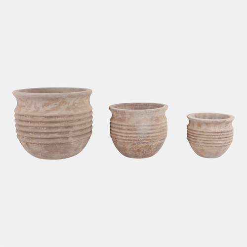 Sagebrook Home S/3 9/12/15" Terracotta Ribbed Pots Antique White Wishlist Create New
