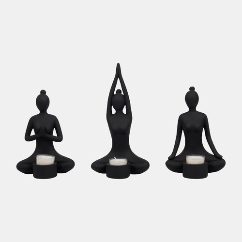 Sagebrook Home S/3 9" Resin Candle Holder Black Wishlist Create New