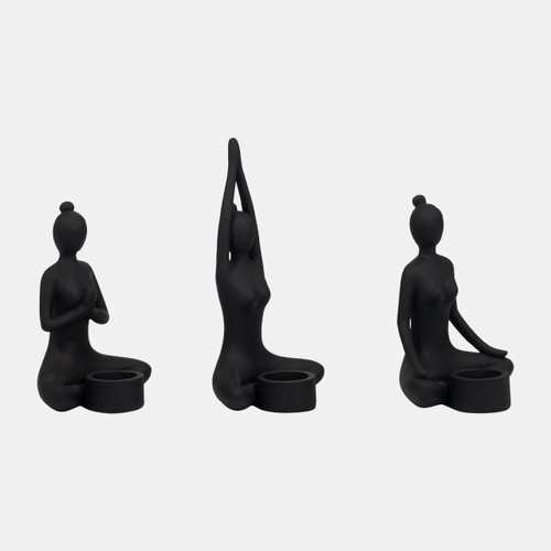 Sagebrook Home S/3 9" Resin Candle Holder Black Wishlist Create New