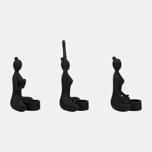 Sagebrook Home S/3 9" Resin Candle Holder Black Wishlist Create New