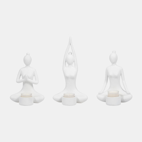 Sagebrook Home S/3 9" Resin Candle Holder White Wishlist Create New